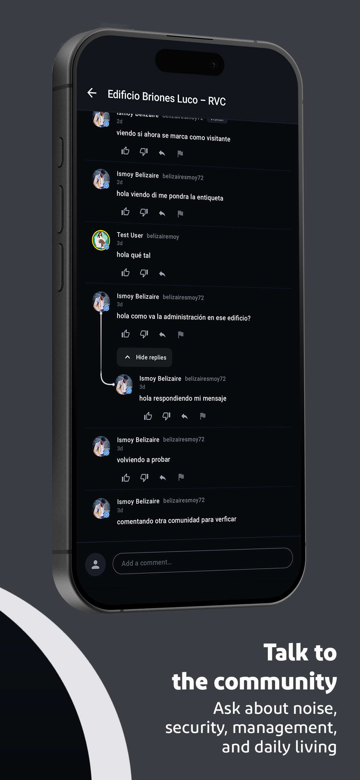Conversación de la comunidad dentro de un edificio