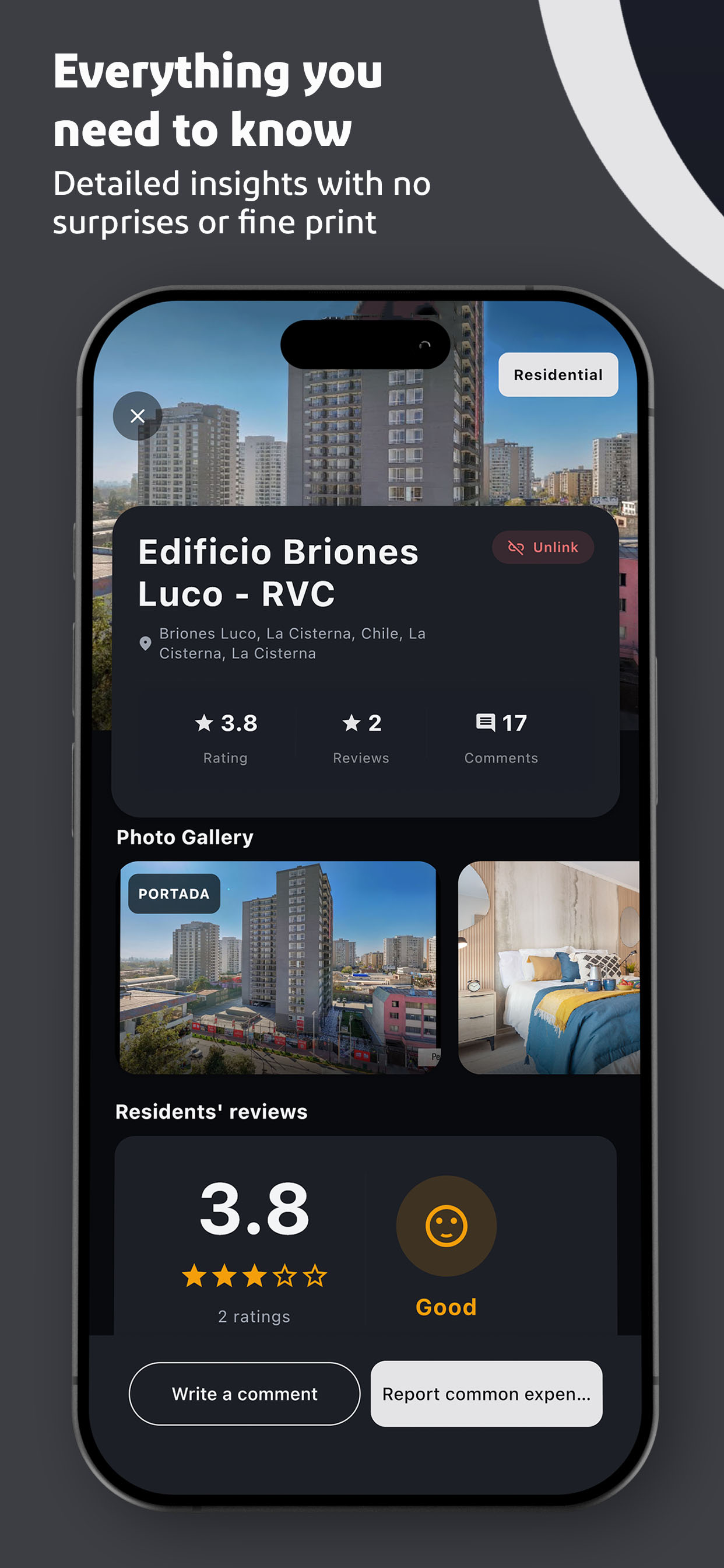 Perfil de edificio, reseñas de residentes y galería